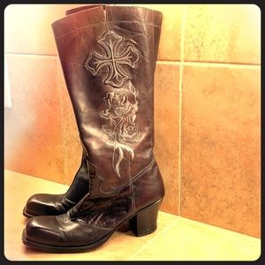 Mark Nason Embroidered Rose Learher boots